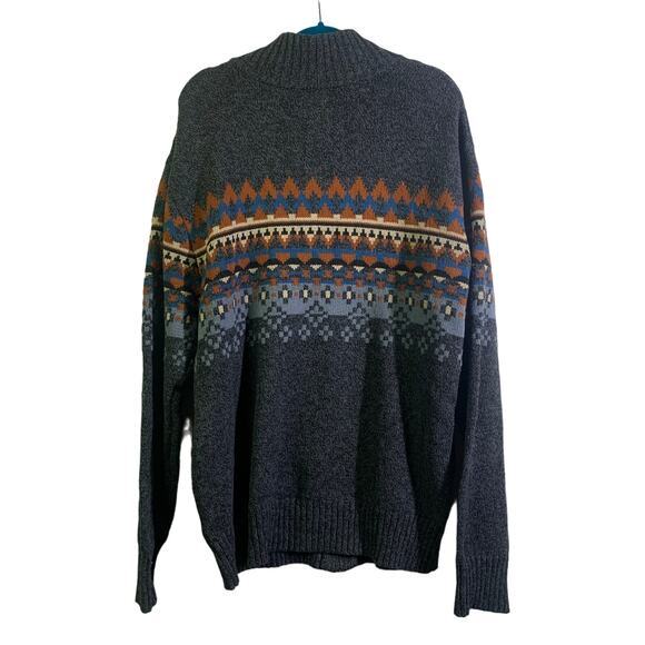 STETSON Sweater Cardigan Full Zip Mock Neck Western Navajo Cotton Wool NWT - Picture 3 of 14